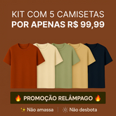 Kit com 5 Camisetas Texturizadas Malha Waffle Milano - Não amassa, não desbota e 0 transparência